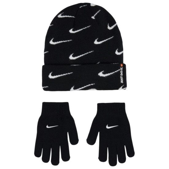 Nike Παιδικό σετ σκουφάκι & γάντια Swoosh Repeat Beanie Set Nike Παιδικό σετ σκουφάκι & γάντια Swoosh Repeat Beanie Set